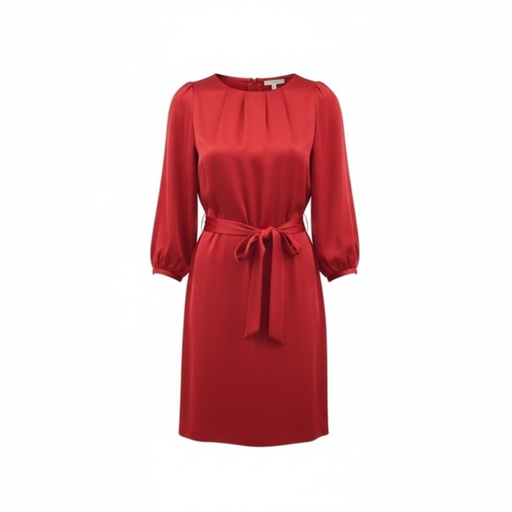 Ann Taylor Vibrant Red Long Sleeve Satin Mini Dress